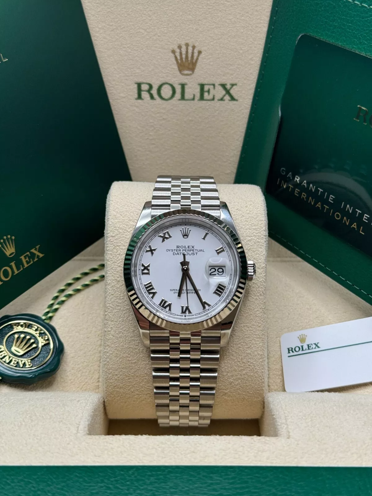Rolex  Datejust 41mm 126334 White Roman Oyster Stainless Steel Mens Watch