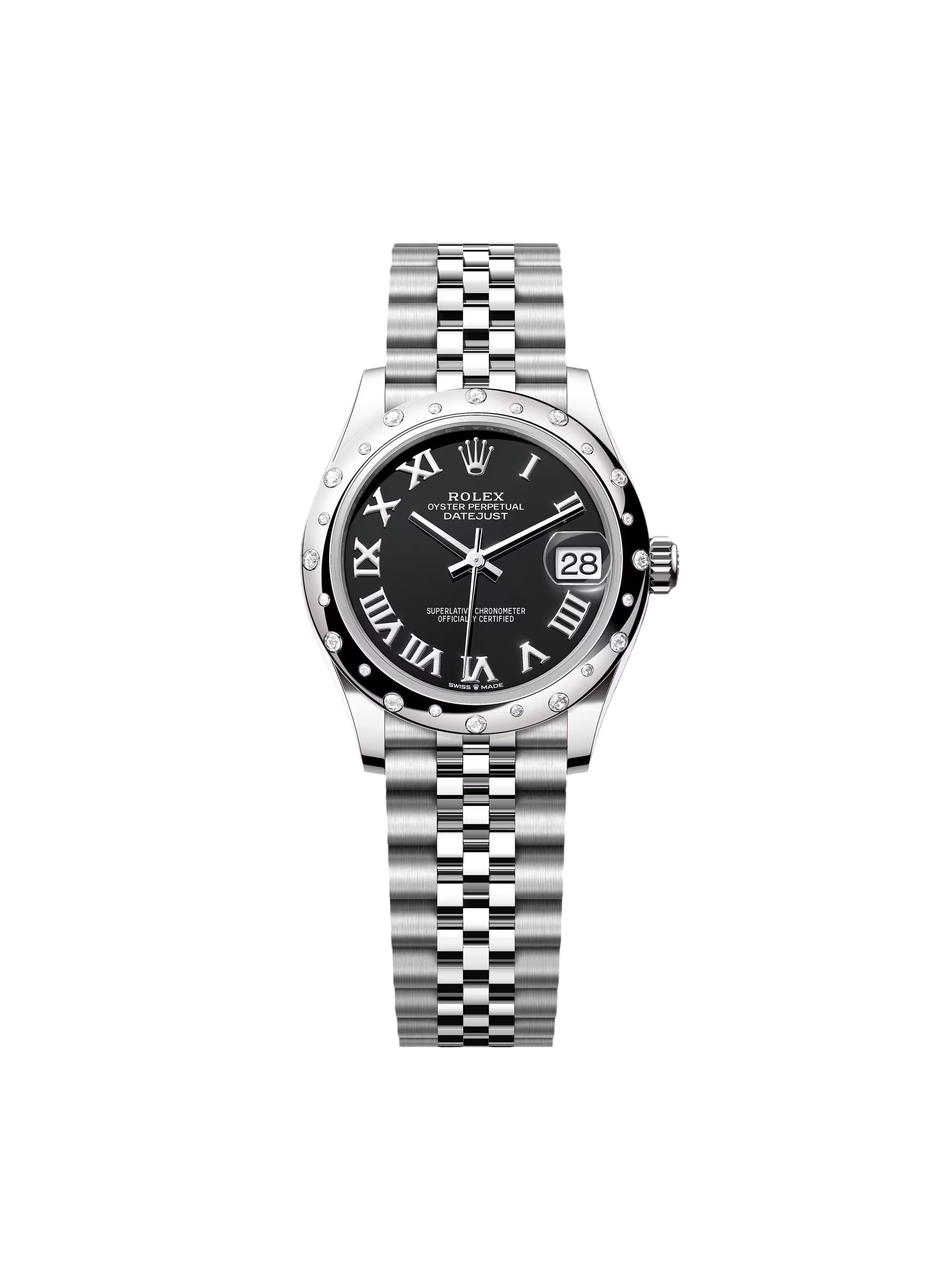 Rolex Datejust m278344 Bright Black Dial 31mm Domed Diamond