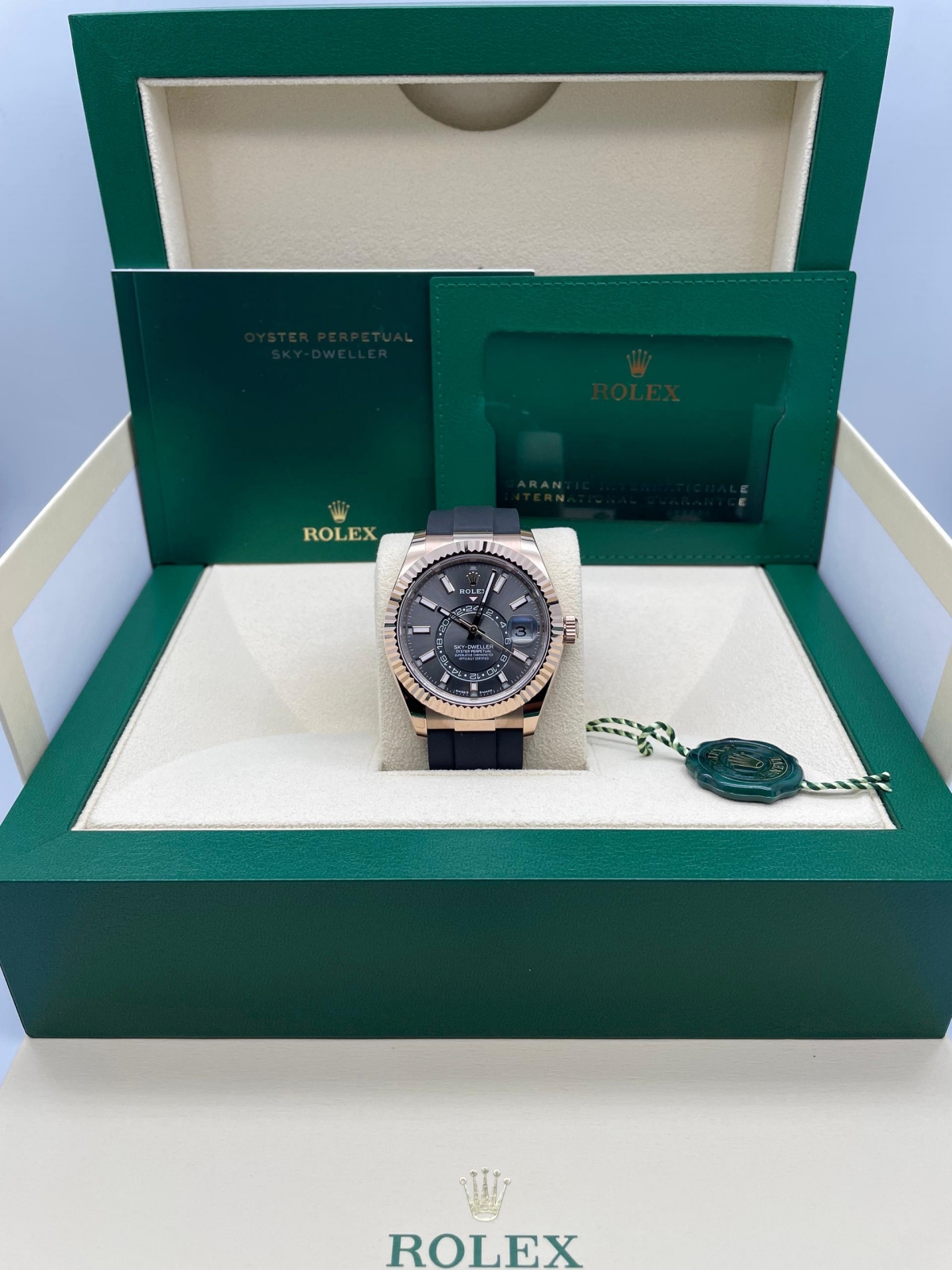 Rolex  Sky-Dweller 42mm Rose Gold Slate Dial Oysterflex - 336235