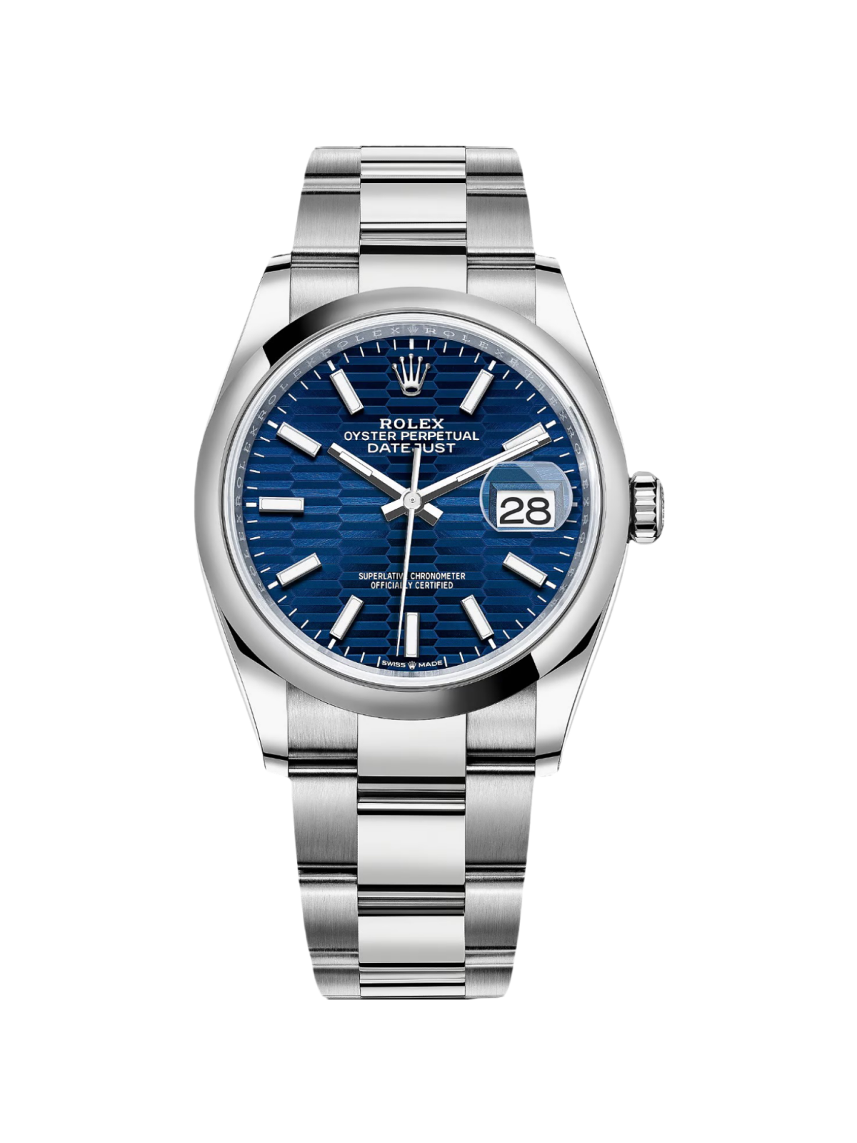 Rolex  Datejust 36mm 126200 Oyster Perpetual Blue Fluted Motif Dial Jubilee Stainless Steel