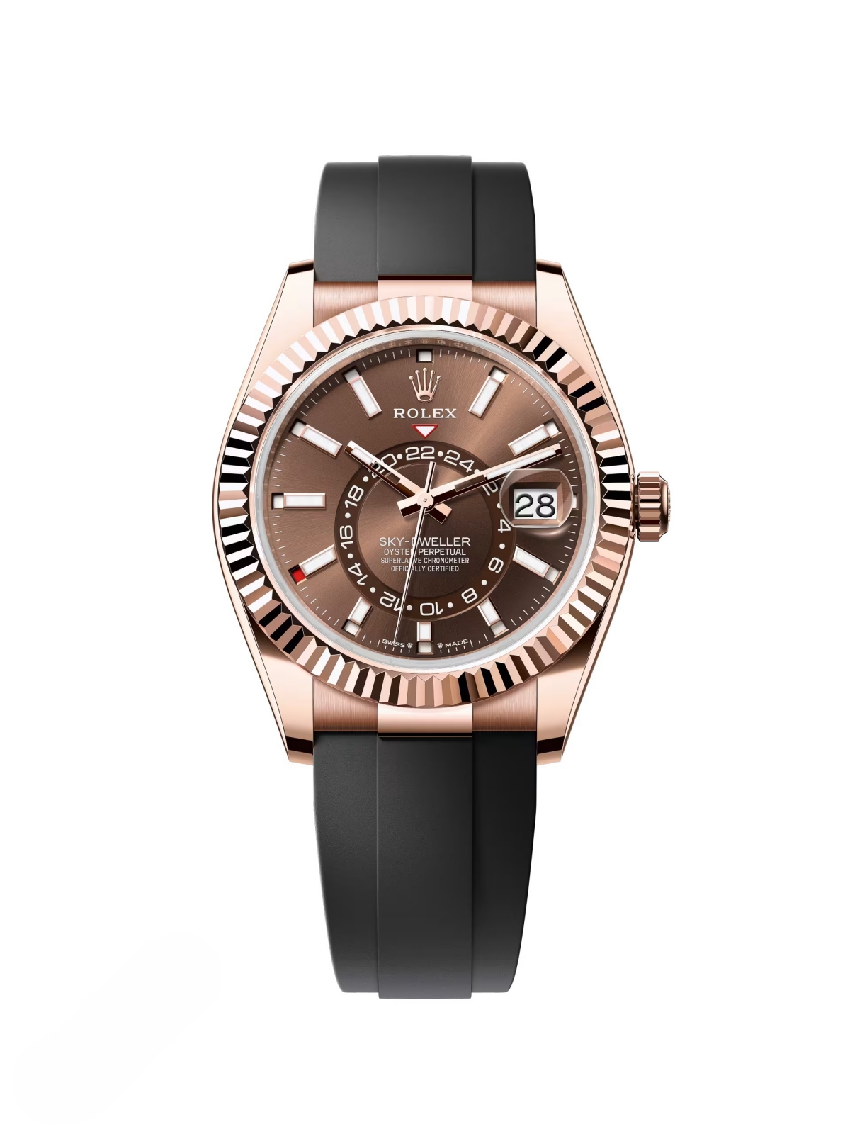 Rolex  Sky-Dweller 42mm Rose Gold Chocolate Dial Oysterflex - 336235