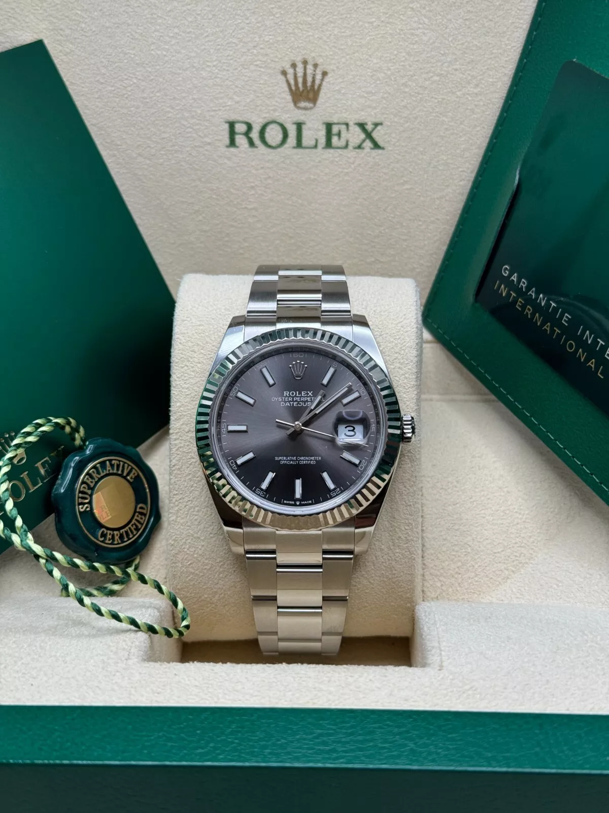 Rolex  Datejust 41mm 126334 Dark Rhodium Index Jubilee Stainless Steel