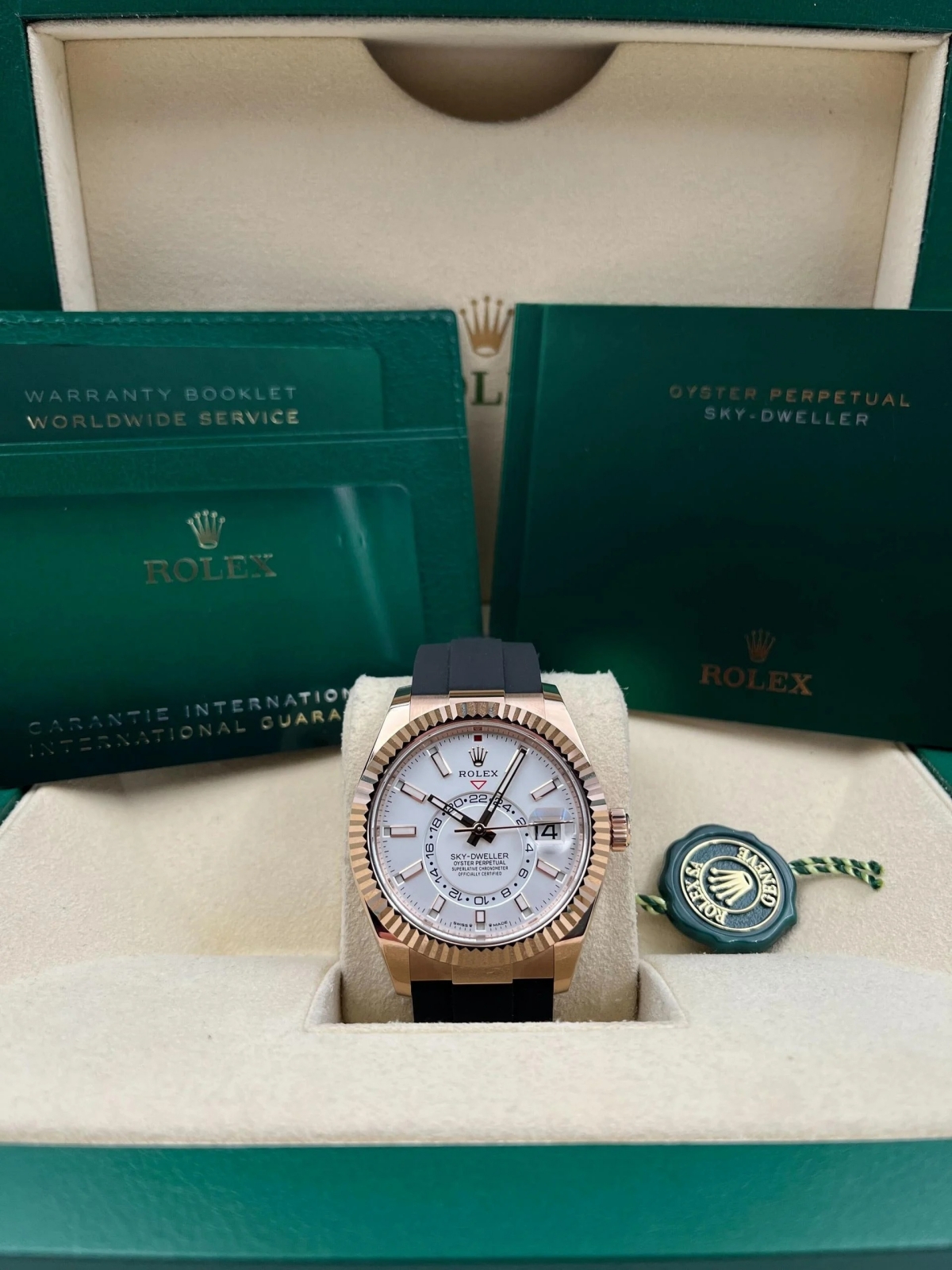 Rolex  Sky-Dweller 42mm Rose Gold White Dial Oysterflex - 336235