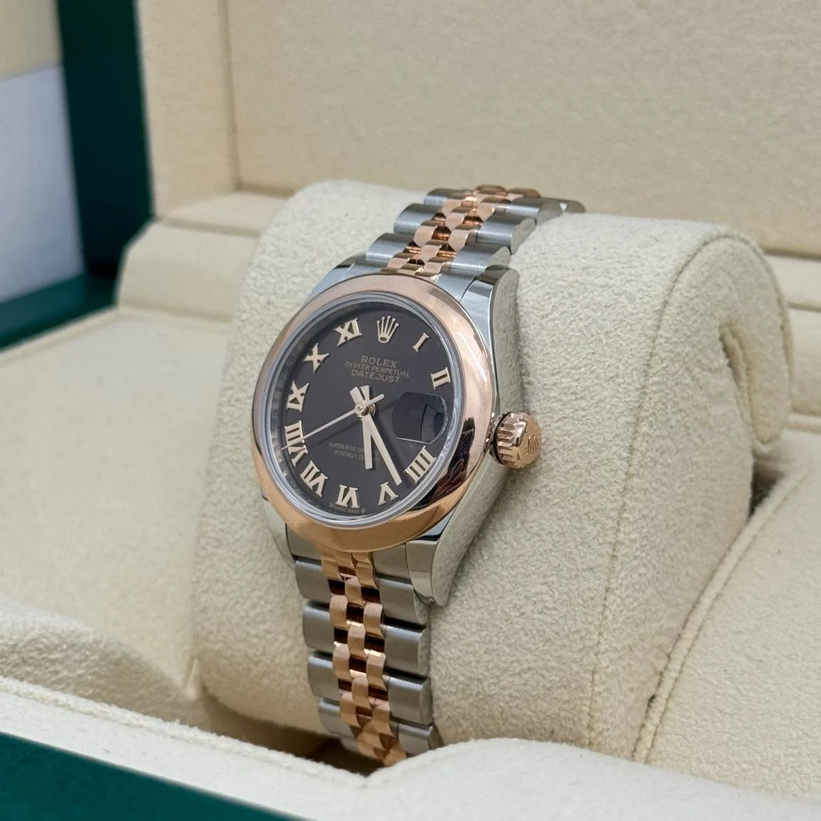 Rolex Lady-Datejust 28mm  279161 Chocolate Roman Dial, Two Tone Stainless Steel & 18K Rose Gold Oyster Bracelet Women's Watch
