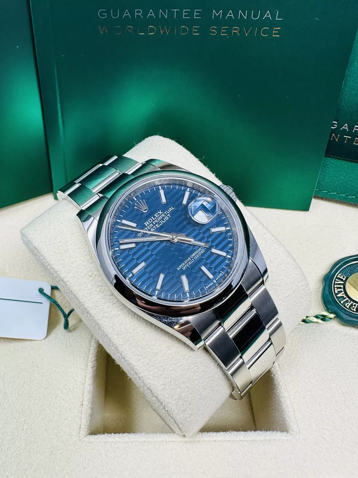 Rolex  Datejust 36mm 126200 Oyster Perpetual Blue Fluted Motif Dial Jubilee Stainless Steel