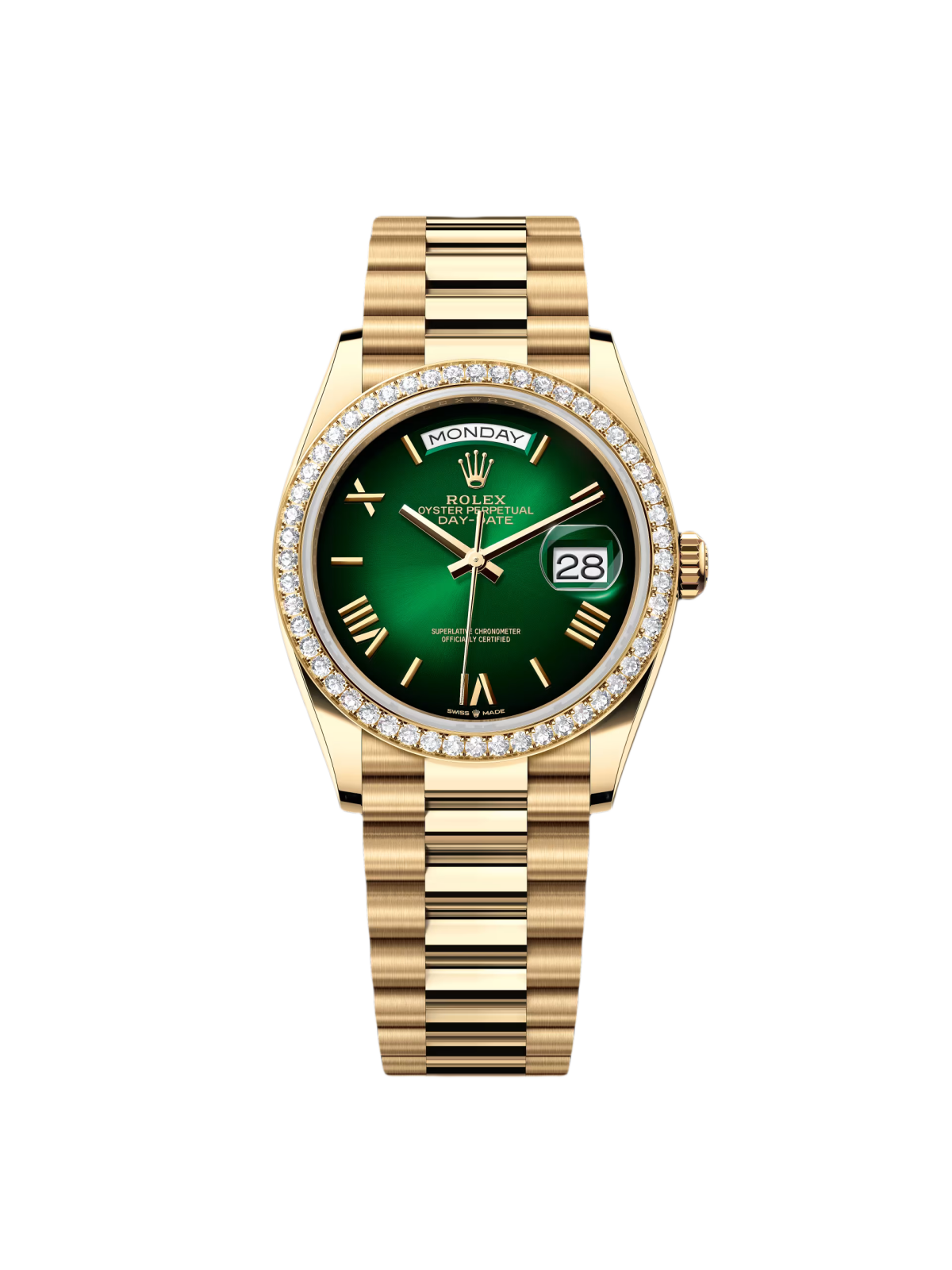 Rolex Day-Date 128348RBR-0068 Green ombré Roman Dial 36mm