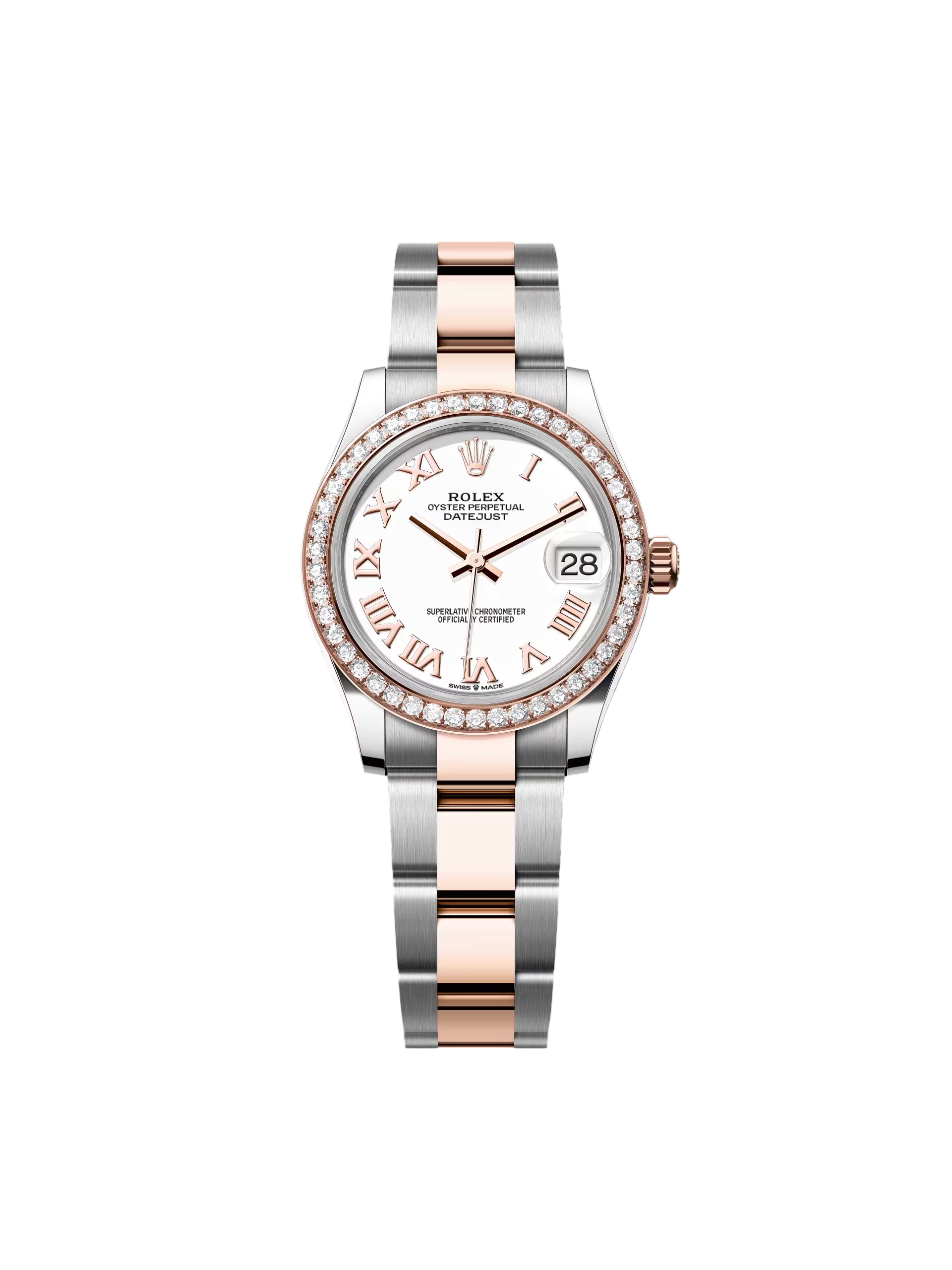 Rolex Datejust m278381RBR 31mm White Roman Dial Diamond-Set Bezel