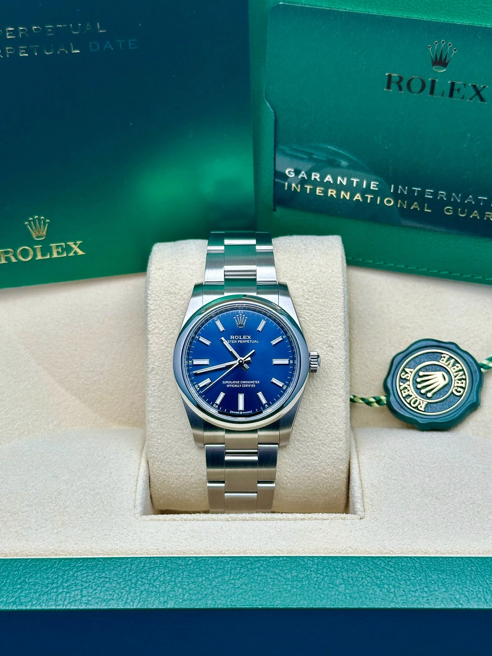 Rolex Oyster Perpetual 34mm 124200  Blue Dial Oyster Stainless Steel Bracelet