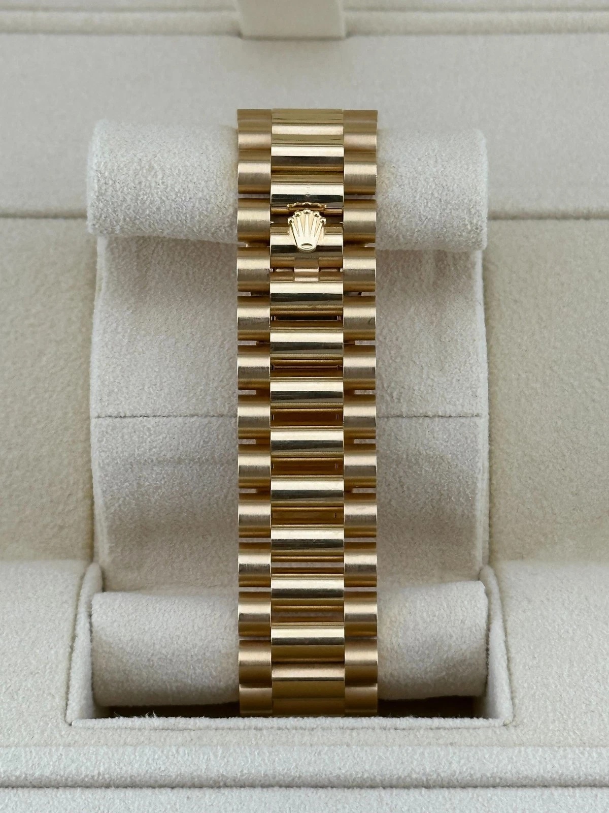 Rolex Day-Date 40mm Silver Roman Dial and Diamond Bezel Yellow Gold President Bracelet 228348RBR-0007