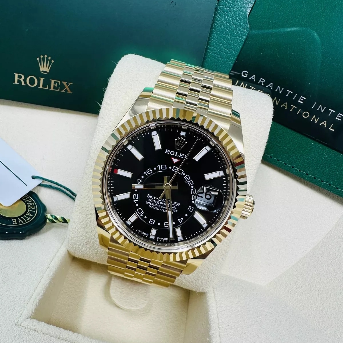 Rolex  Sky-Dweller 42mm 336938-0005 Yellow Gold Black Dial Oyster