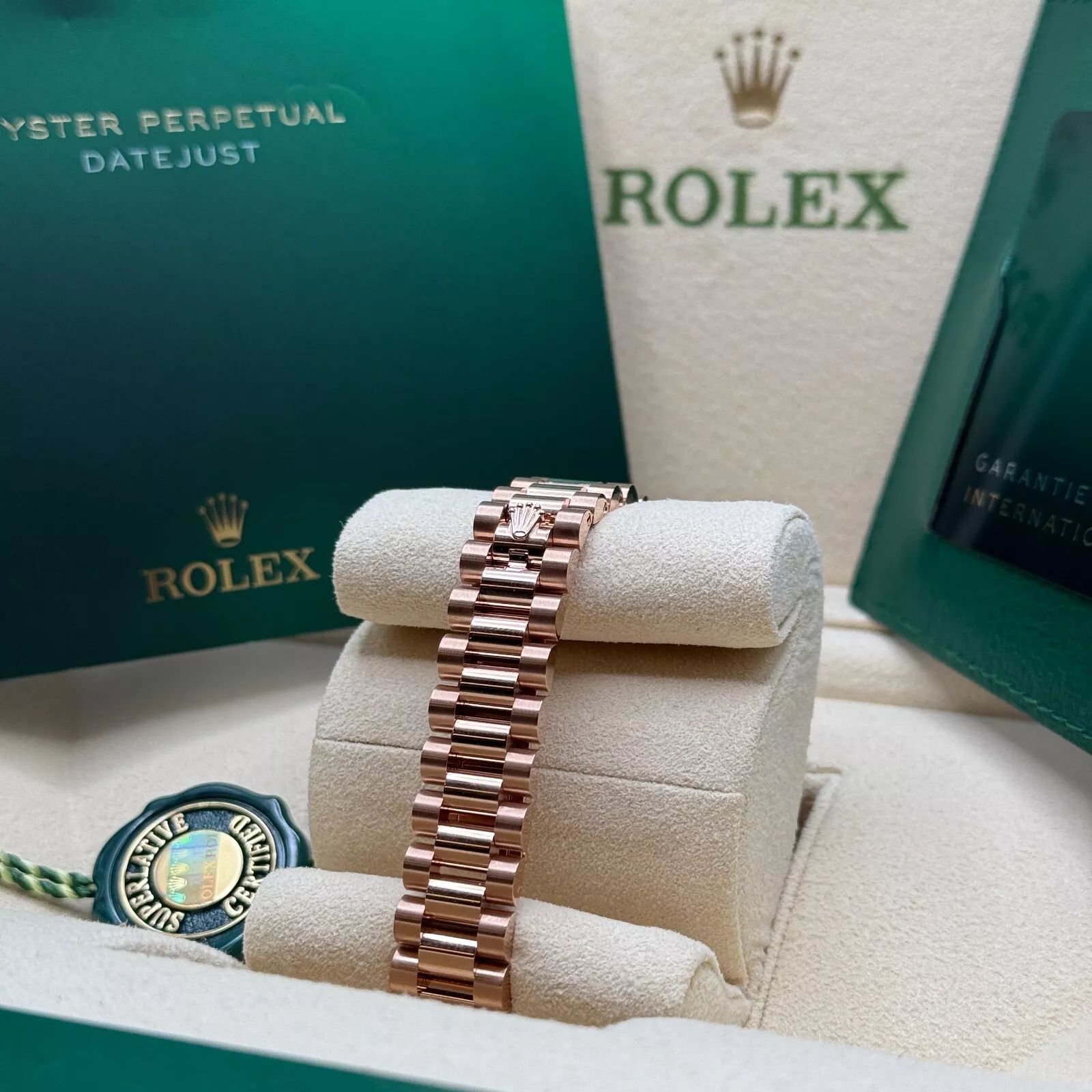 Rolex Lady-Datejust 28mm 279175 Chocolate Diamond-Set Dial President Everose Gold