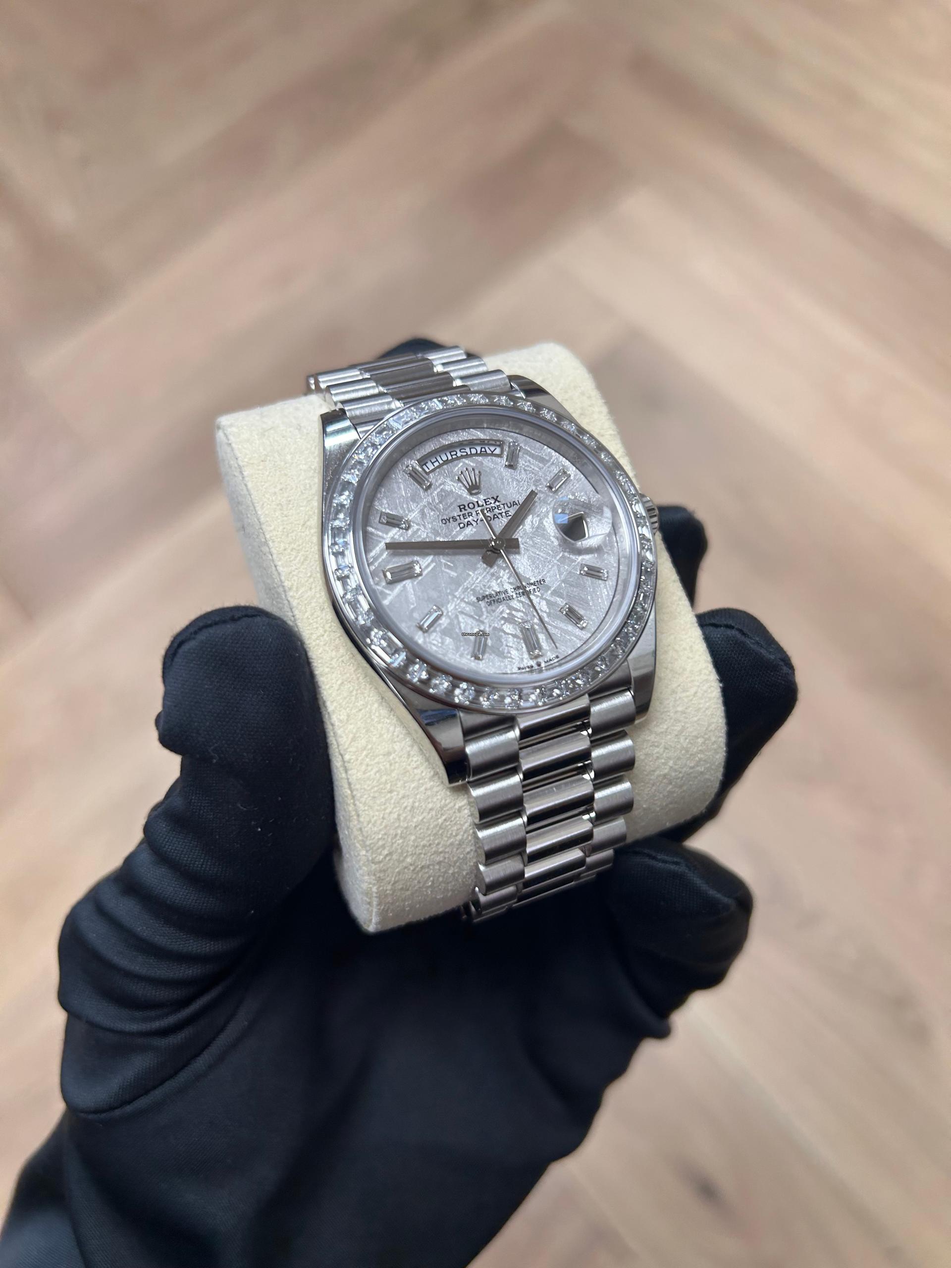 Rolex Day-Date 40mm 228396TBR-0027 Meteoriate Baguette Diamond Dial and Bezel Watch