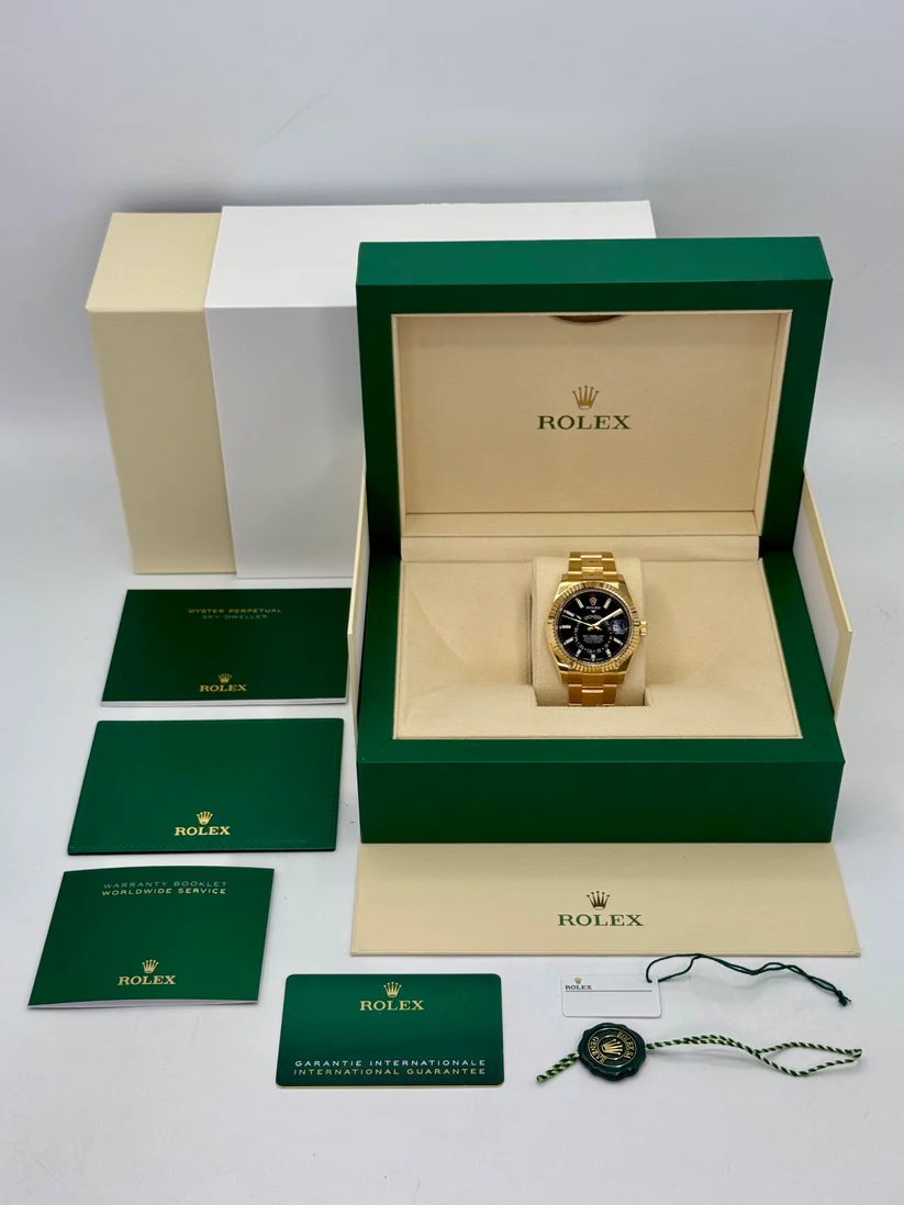 Rolex  Sky-Dweller 42mm 336938-0002 Yellow Gold Black Dial Oyster