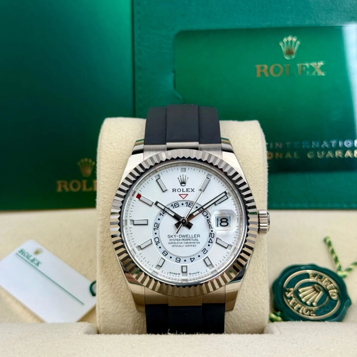 Rolex Sky-Dweller 42mm White Gold White Dial Oysterflex - 336239