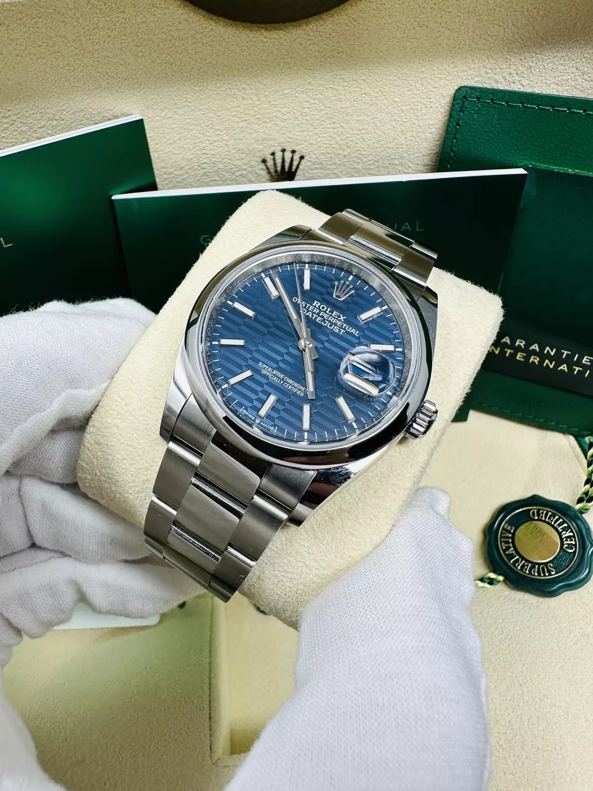 Rolex  Datejust 36mm 126200 Oyster Perpetual Blue Fluted Motif Dial Jubilee Stainless Steel