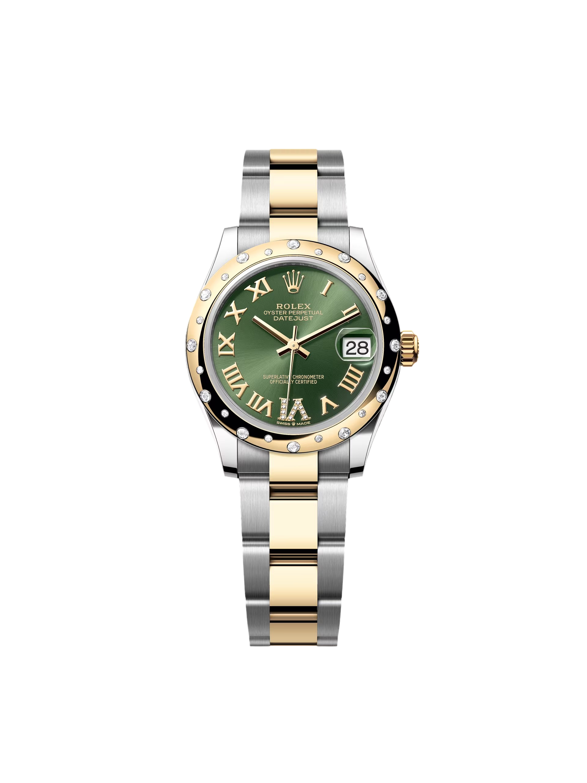 Rolex Datejust m278343 Datejust Green Dial 31mm Jubilee Steel and Yellow Gold