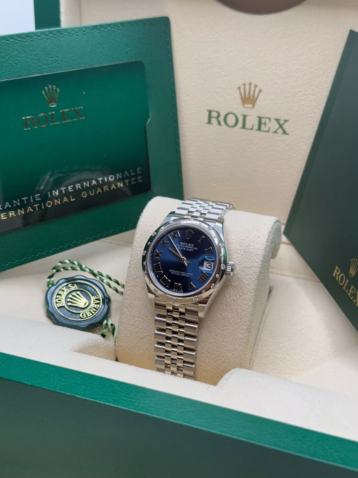Rolex Datejust m278344-0035/0036 Bright Blue Dial 31mm Domed Diamond Oyster Watch