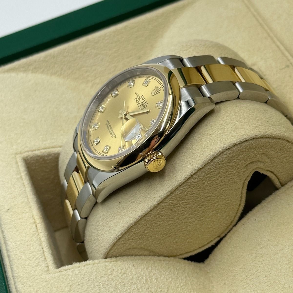 Rolex  Datejust 36mm 126203 Champagne Set with Diamonds Dial Domed Bezel Oyster Bracelet