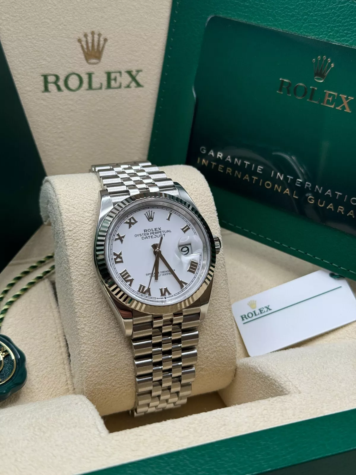 Rolex  Datejust 41mm 126334 White Roman Oyster Stainless Steel Mens Watch