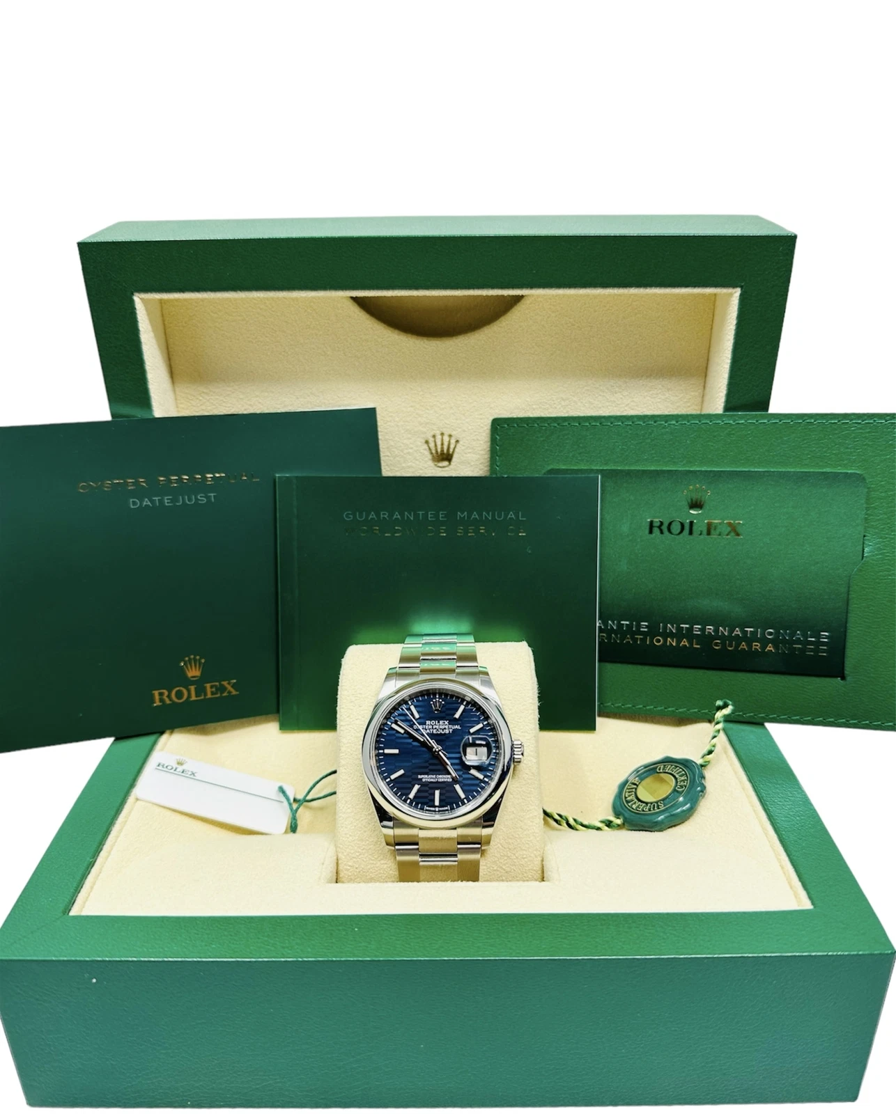 Rolex  Datejust 36mm 126200 Oyster Perpetual Blue Fluted Motif Dial Jubilee Stainless Steel