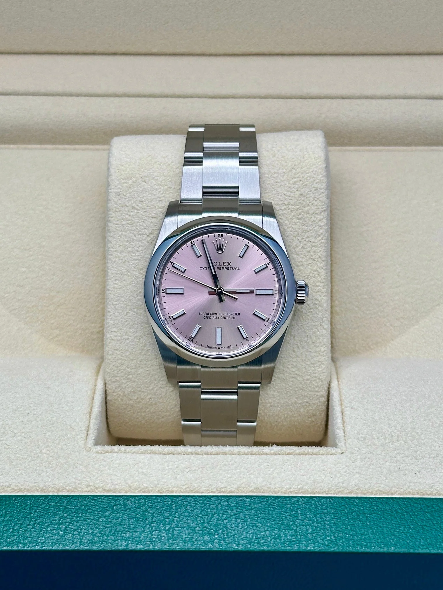 Rolex Oyster Perpetual 34mm 124200-0009 Pink Dial Oyster Stainless Steel Bracelet Watch