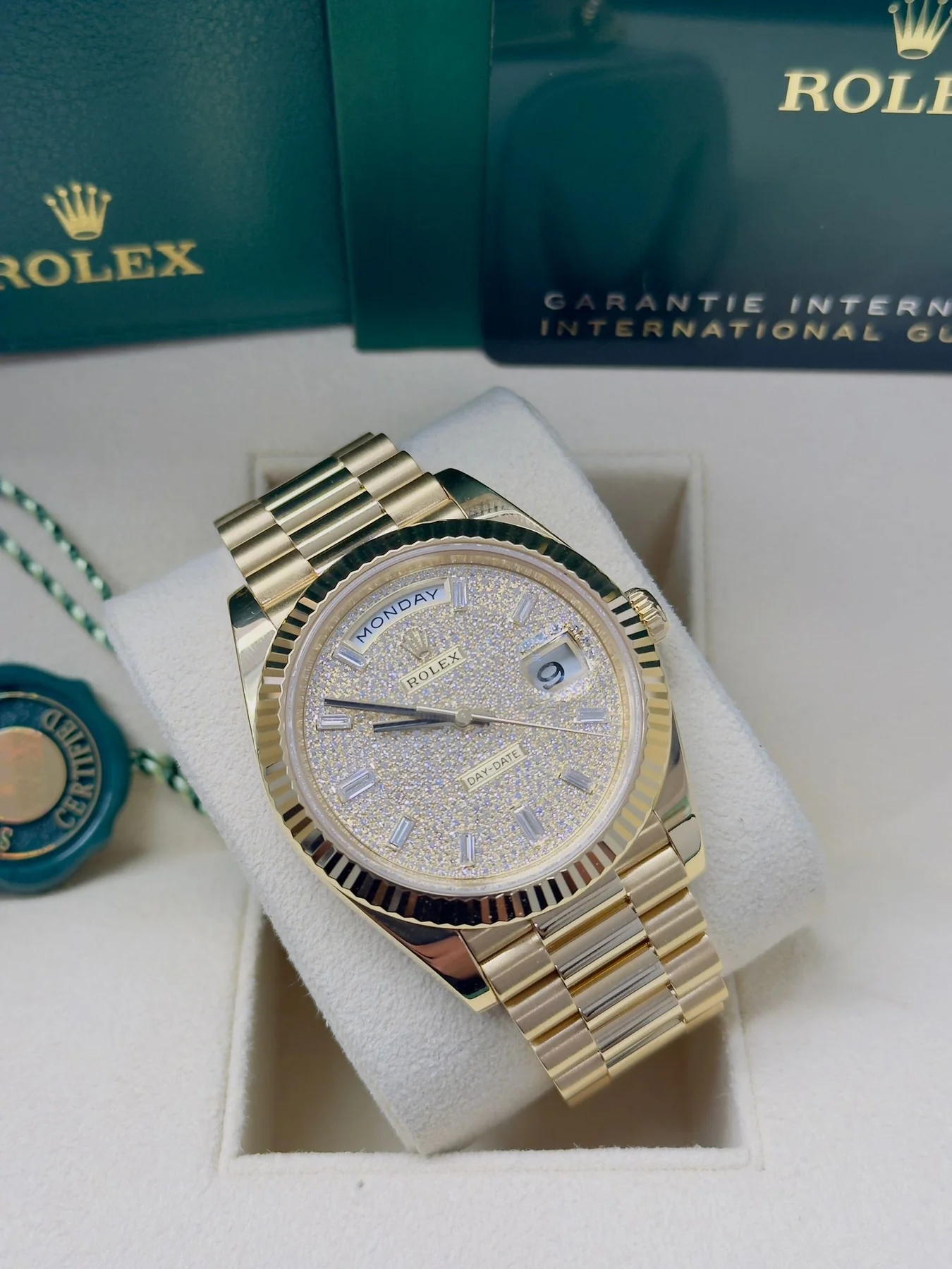 Rolex Yellow Gold President Day Date 40mm Diamond Pave Dial - 228238