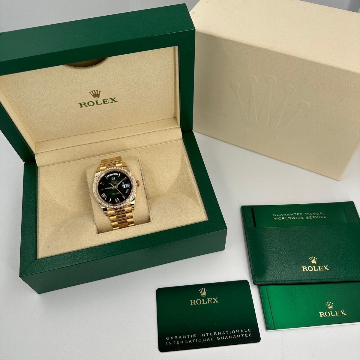 Rolex Day-Date 40mm 228398TBR-0042 Green Ombré Dial President Watch