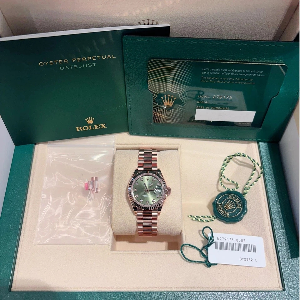 Rolex Lady-Datejust 28mm 279175 Green Diamond-Set Dial President Everose Gold