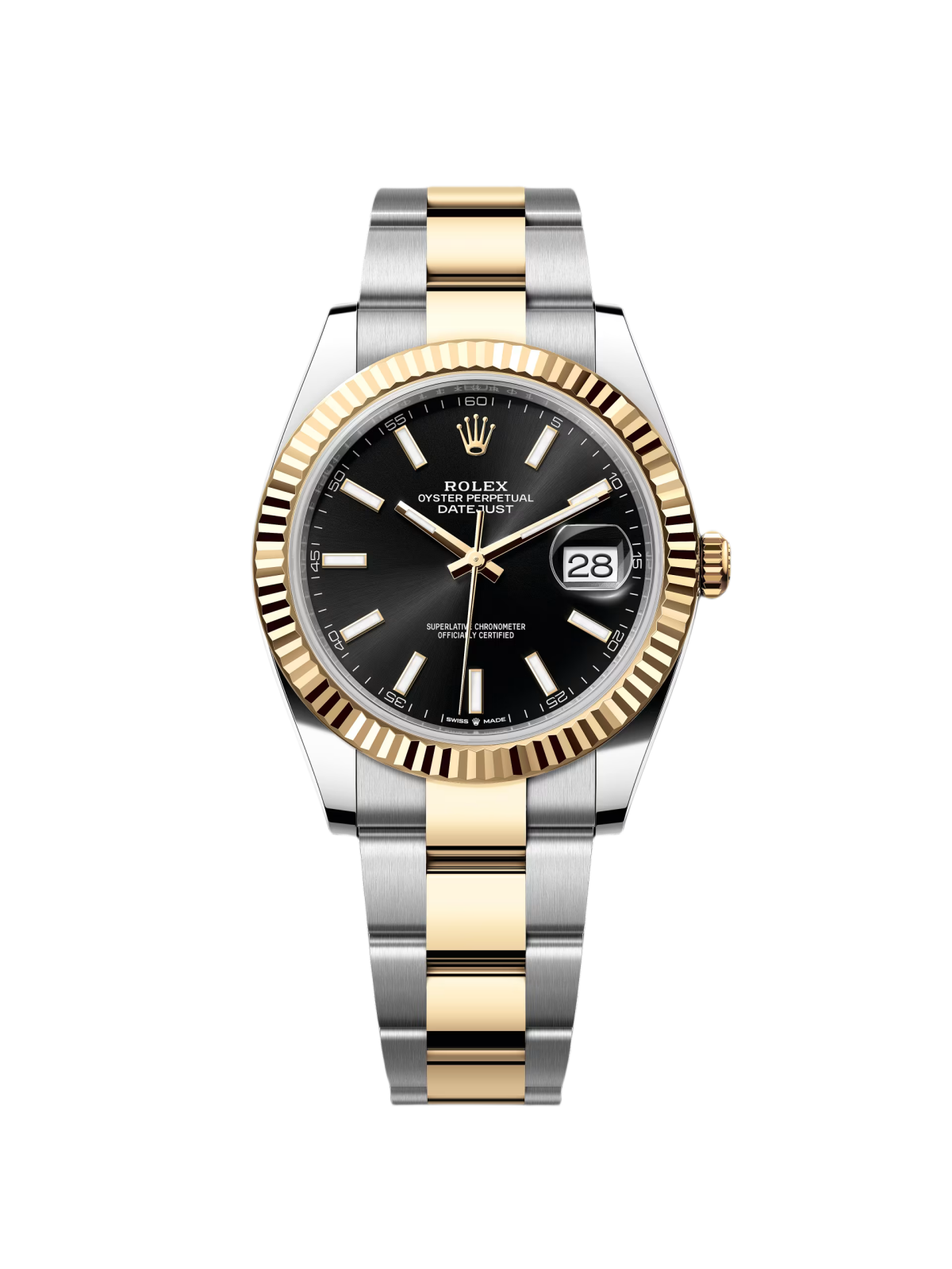 Rolex  Datejust 41mm Two-Tone Yellow Gold Fluted Bezel Black Index Dial Jubilee - 126333