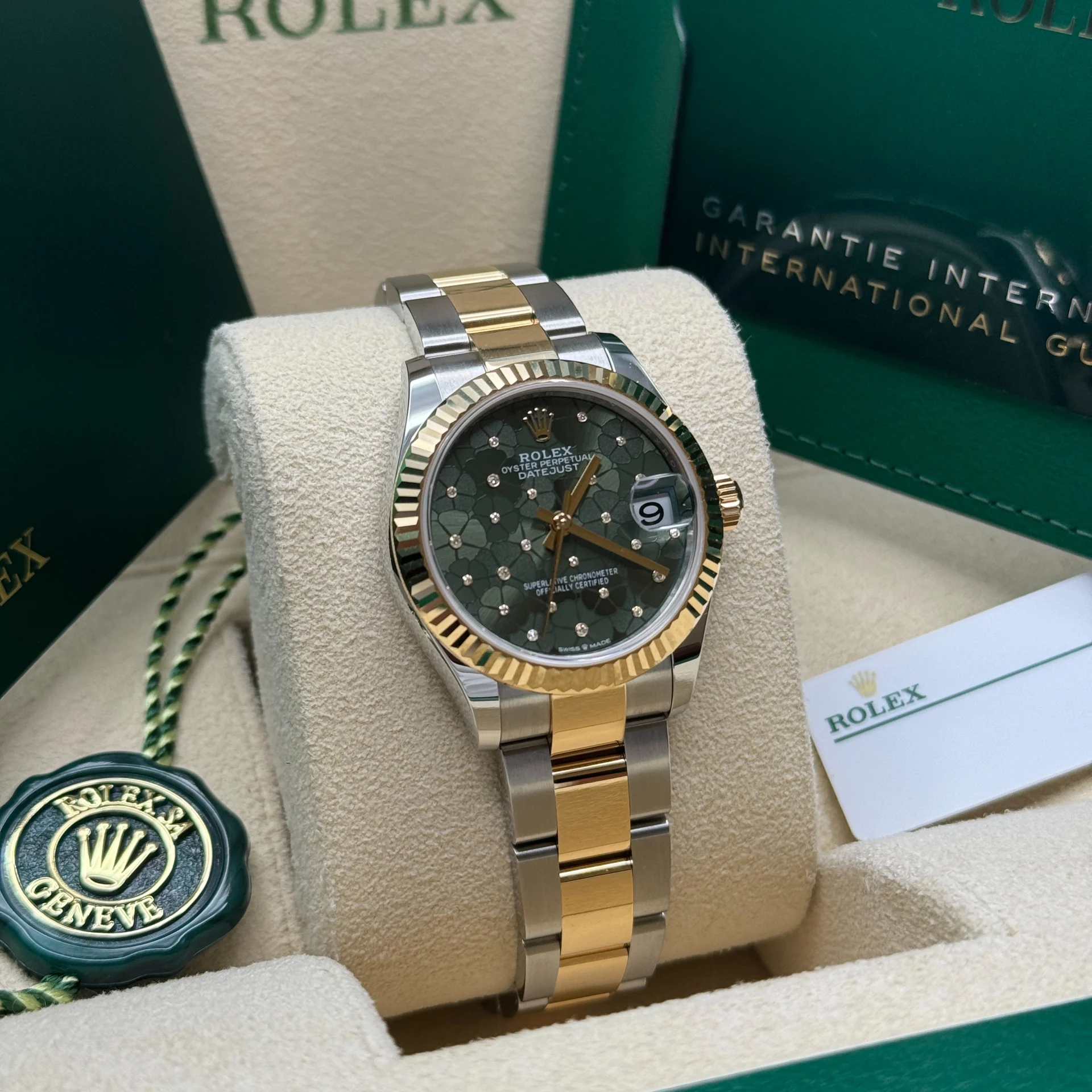 Rolex Datejust m278273-0031/0032 31mm Olive Green Floral Motif Dial Stainless Steel and Yellow Gold Oyster Watch