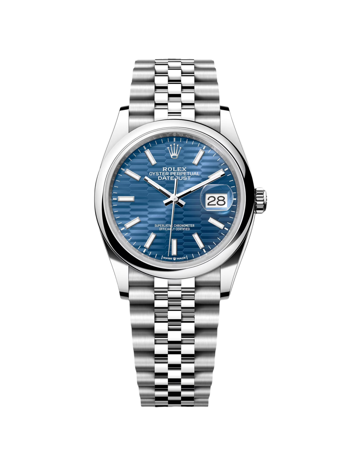 Rolex  Datejust 36mm 126200 Oyster Perpetual Blue Fluted Motif Dial Jubilee Stainless Steel