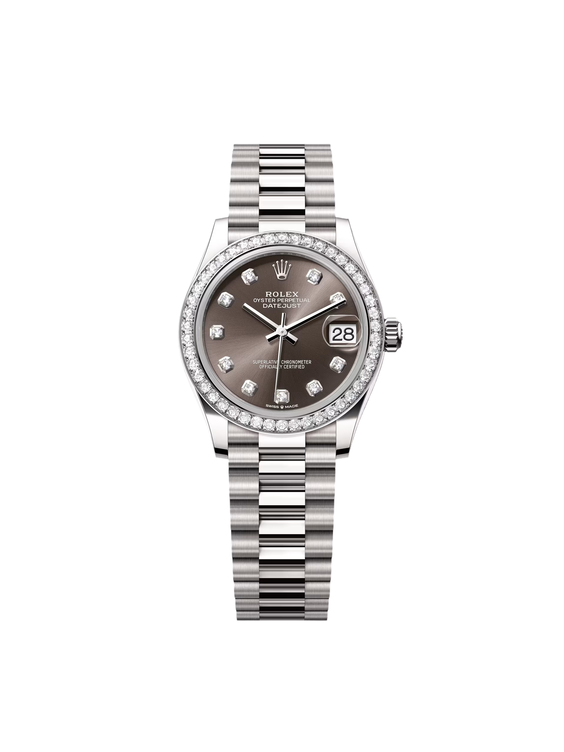 Rolex Datejust m278289RBR-0006 Dark Grey Dial White Gold President Watch