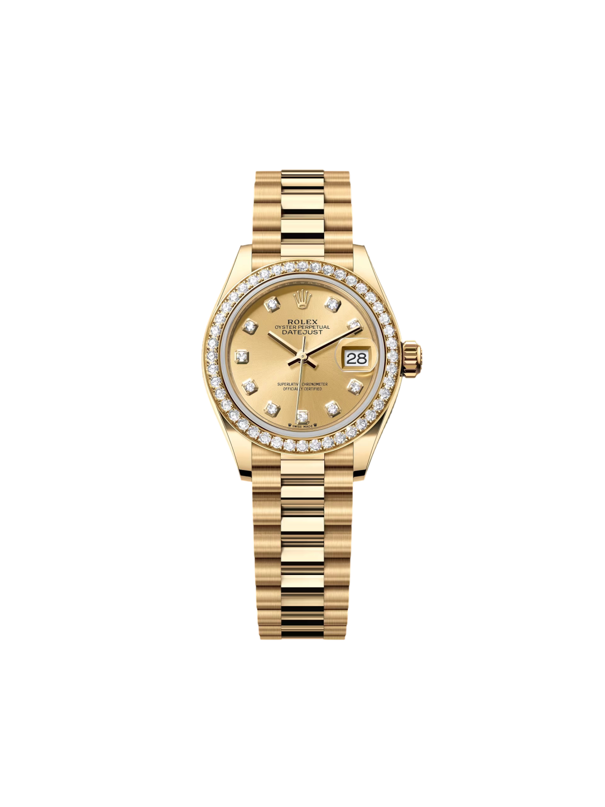 Rolex Lady-Datejust 279138RBR Champagne 28mm Dial President Bracelet Watch