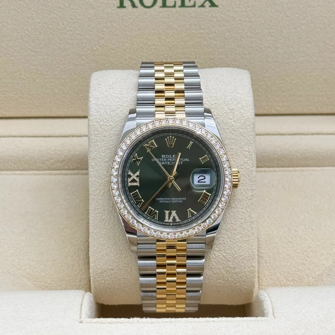 Rolex  Datejust 36mm 126283 Olive Green Dial Jubilee Bracelet Watch
