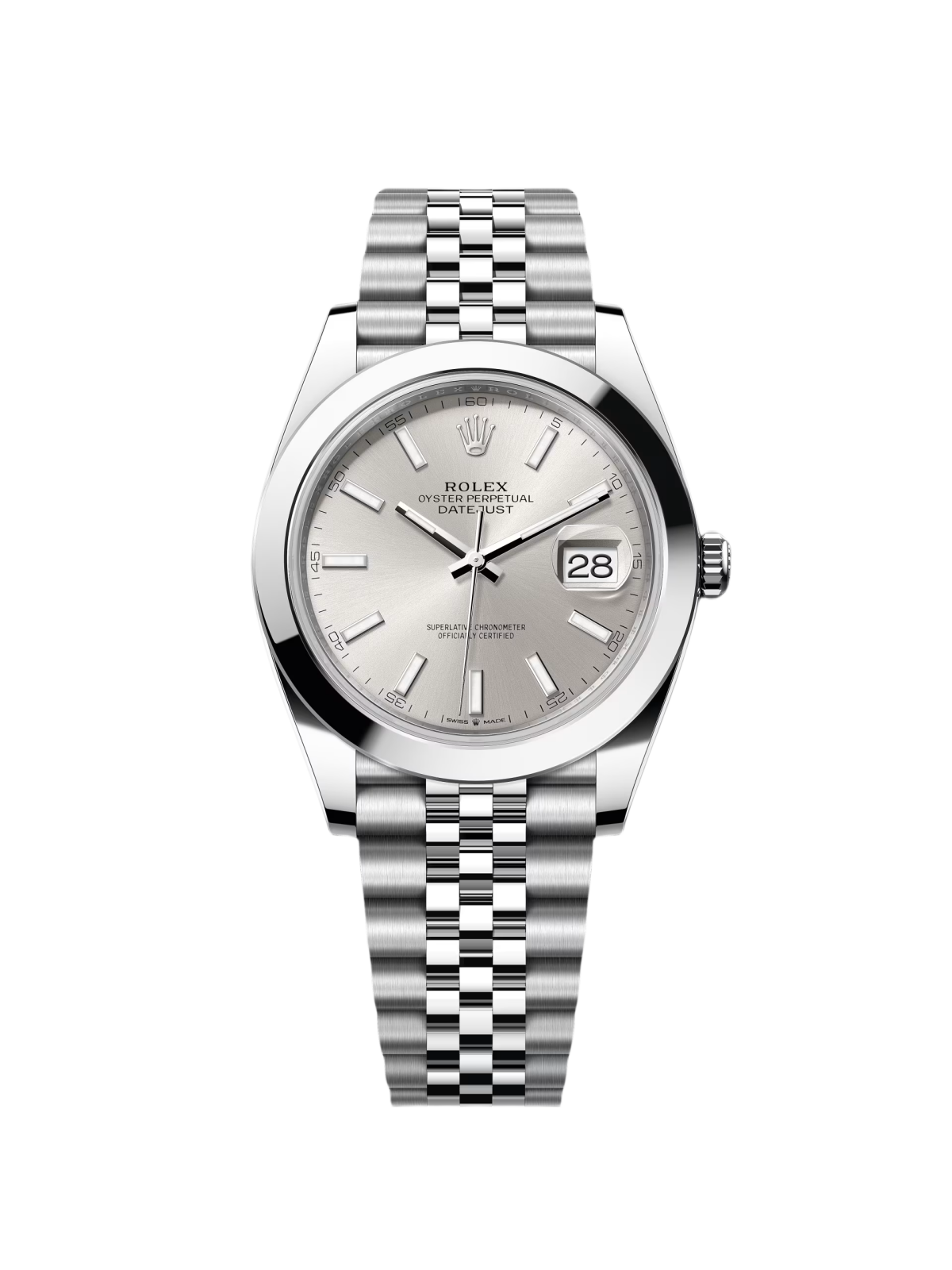Rolex Datejust 41mm 126300 Silver Index Jubilee Stainless Steel Watch