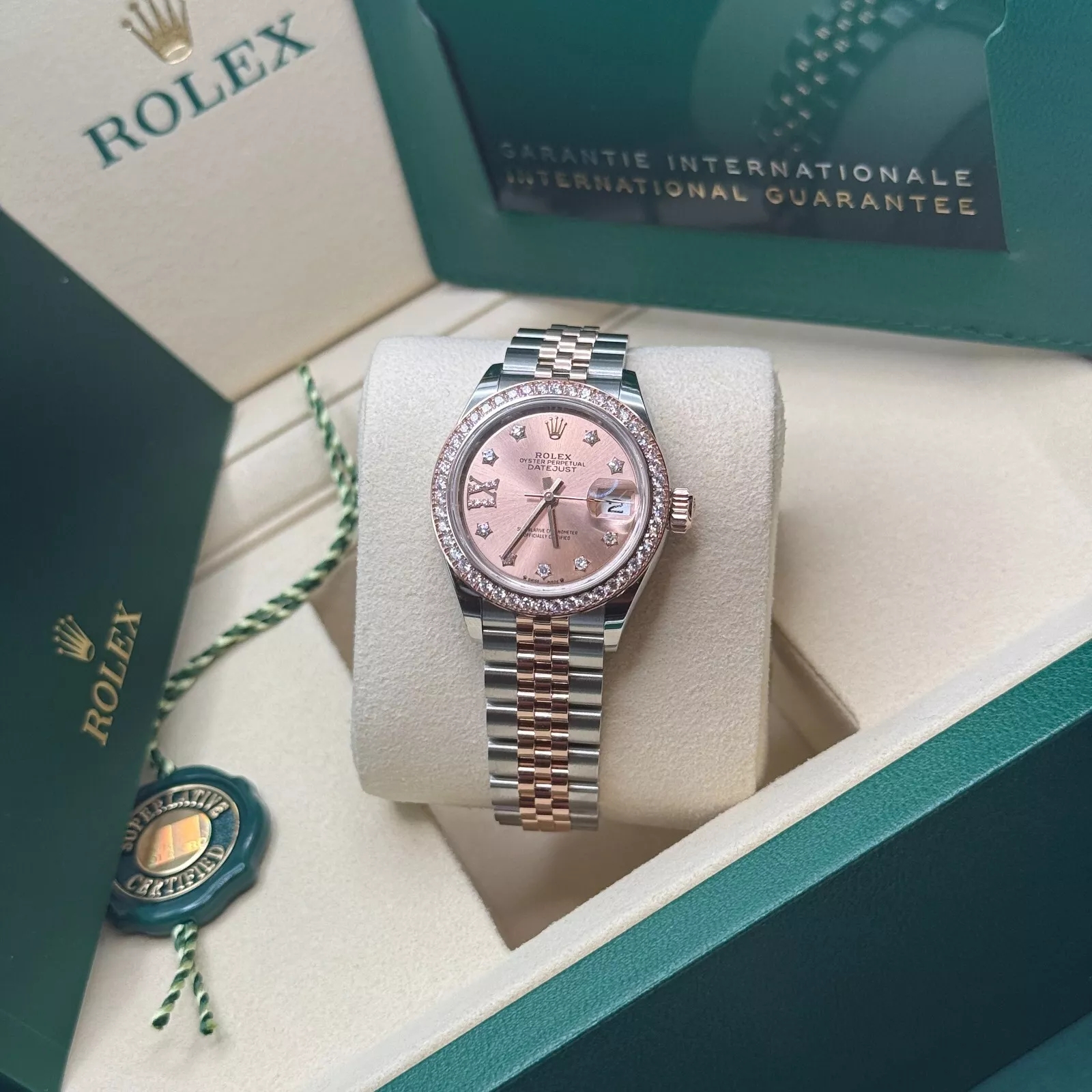 Rolex Lady-Datejust 28mm 279381RBR Rose Diamond Dial Oyster Bracelet