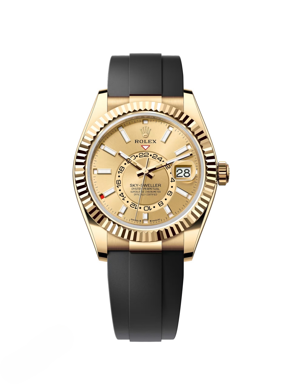Rolex  Sky-Dweller 42mm 336238-0001 Yellow Gold Champagne Dial Oysterflex