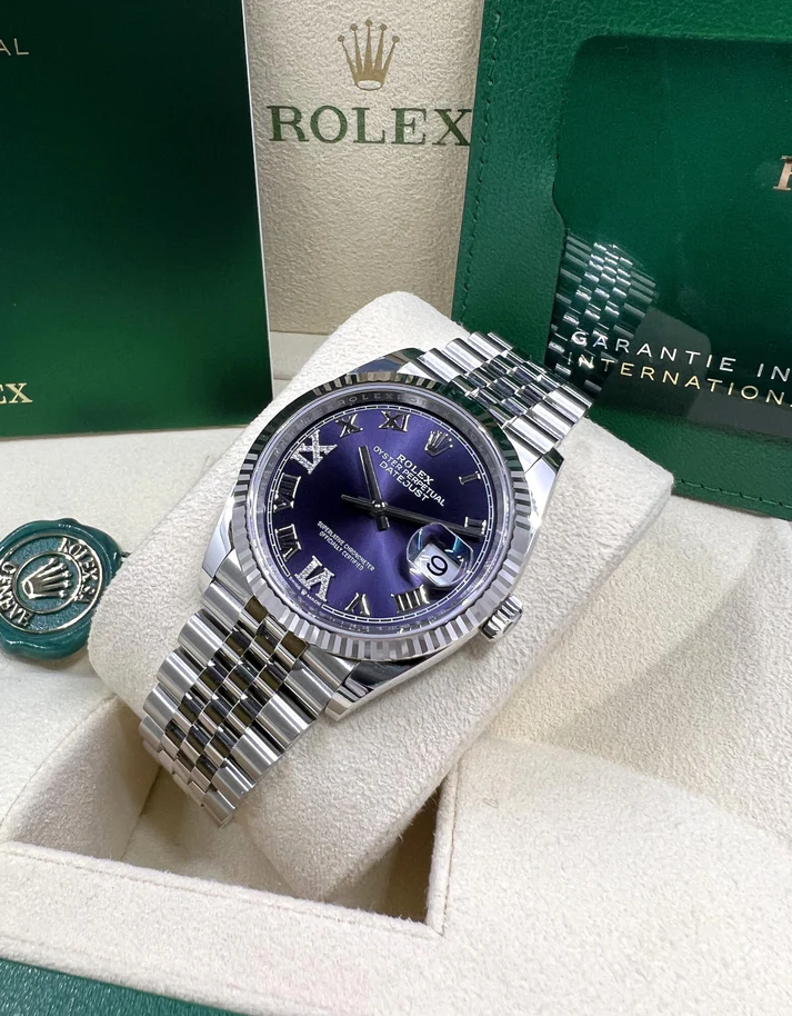Rolex  Datejust 36mm 126234 Datejust Aubergine Purple Diamond Roman Oyster Stainless Steel