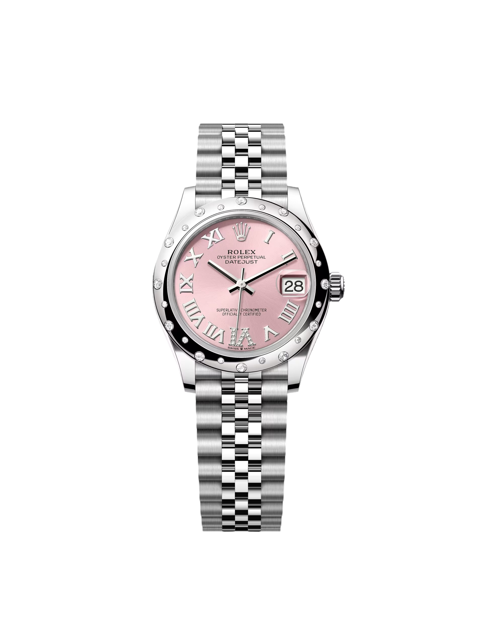 Rolex Datejust m278344 Pink 31mm Dial Domed Diamond Jubilee Watch