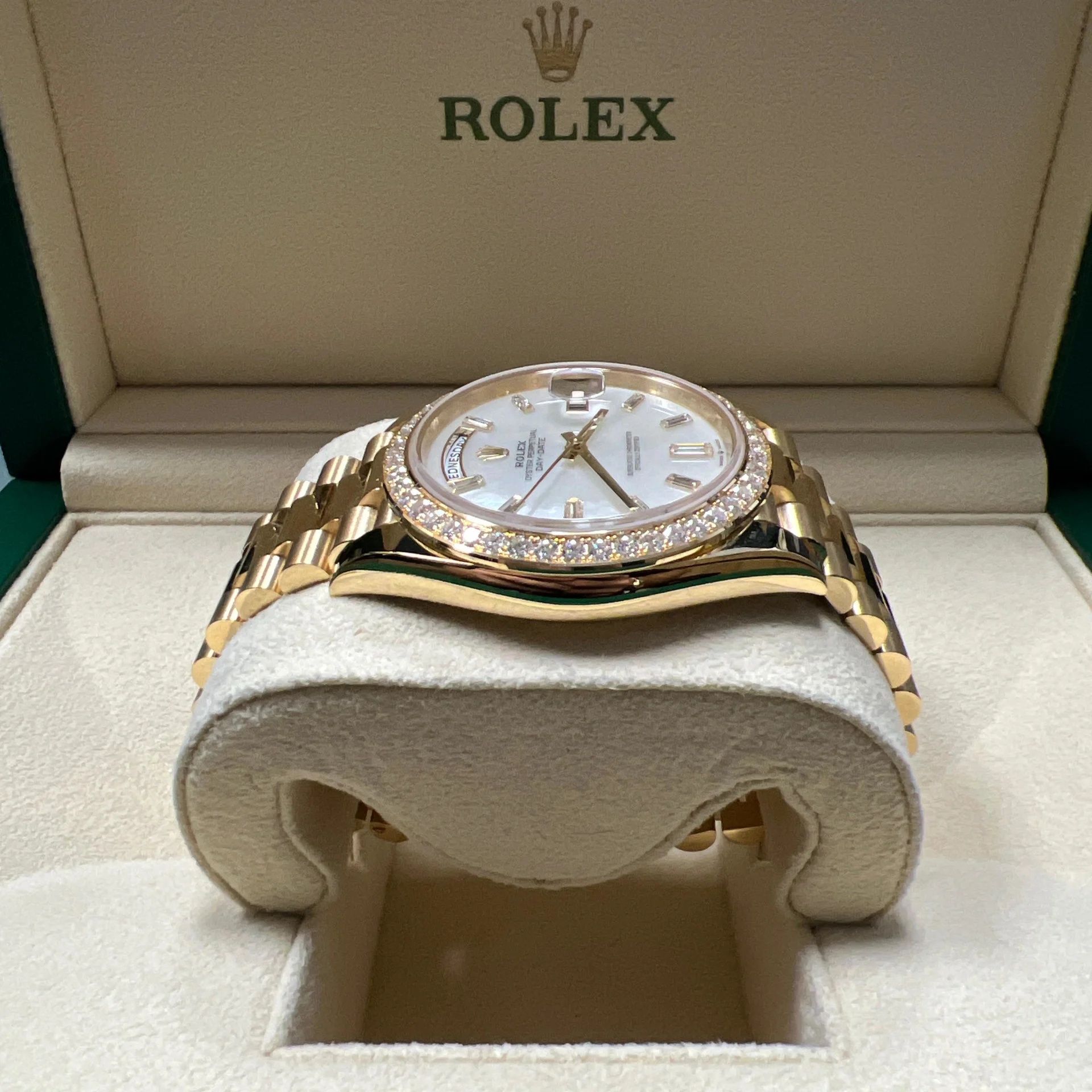 Rolex Day-Date 40mm White Mother-of-Pearl Dial President Watch 228348RBR-0046