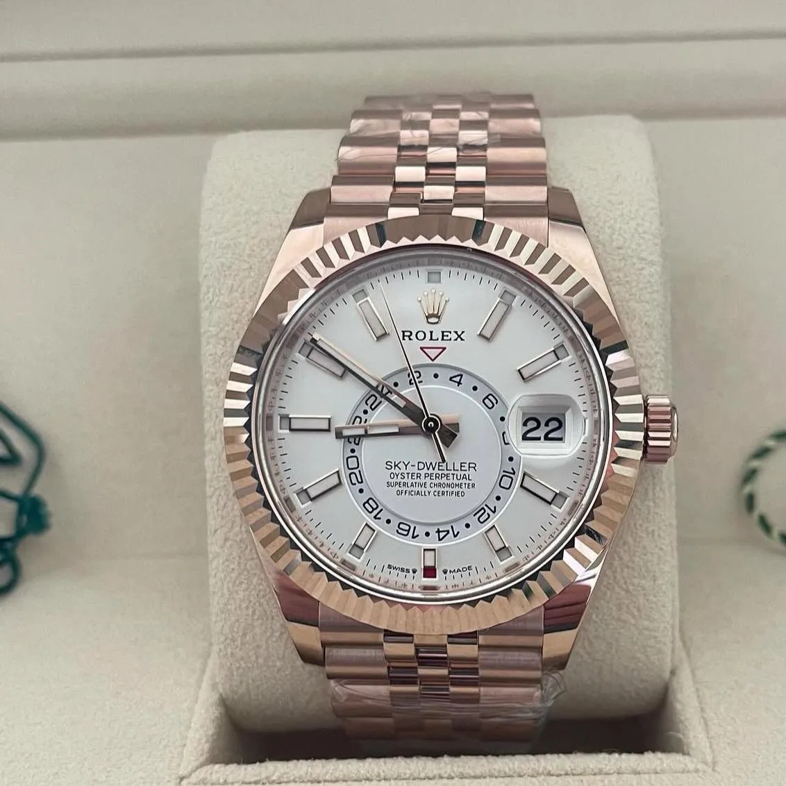 Rolex  Sky-Dweller 42mm 336935-0007 Rose Gold White Dial Oyster