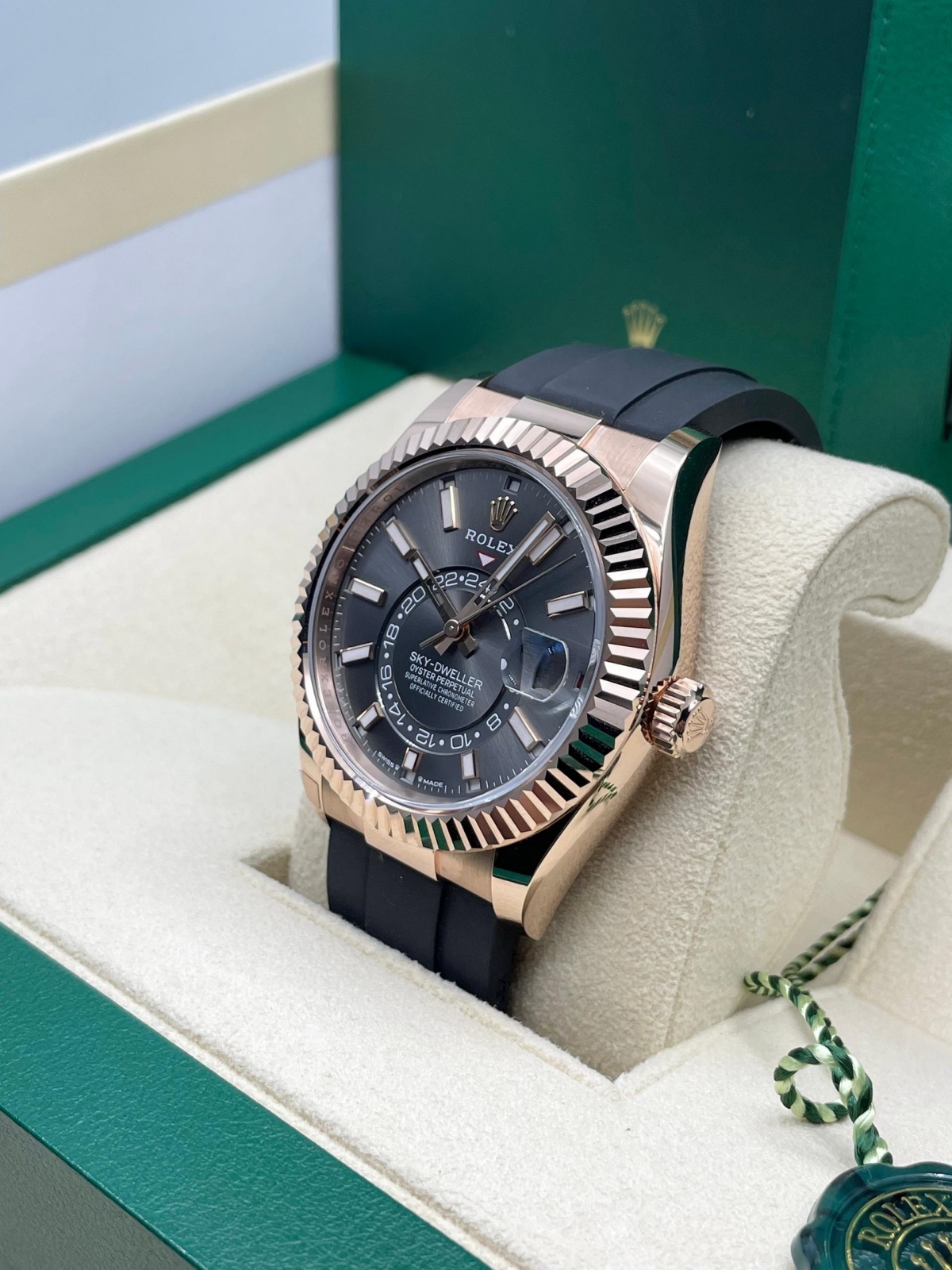 Rolex  Sky-Dweller 42mm Rose Gold Slate Dial Oysterflex - 336235