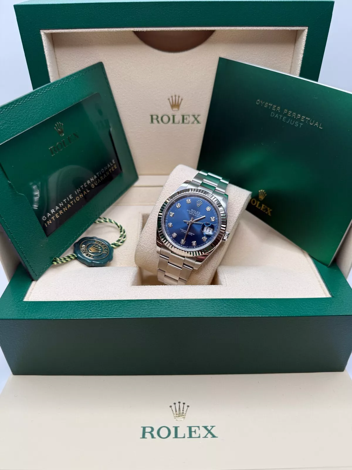 Rolex  Datejust 41mm 126334 Blue Diamond Oyster Stainless Steel Mens Watch