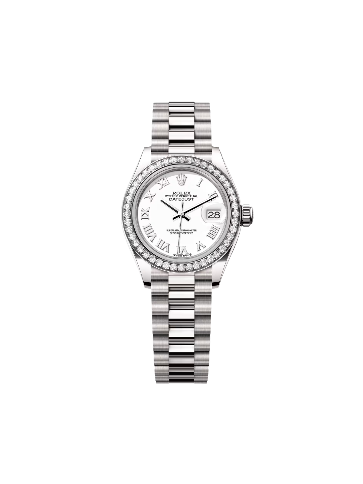 Rolex Lady-Datejust 28mm 279139RBR-0013 White Roman Dial White Gold Bracelet