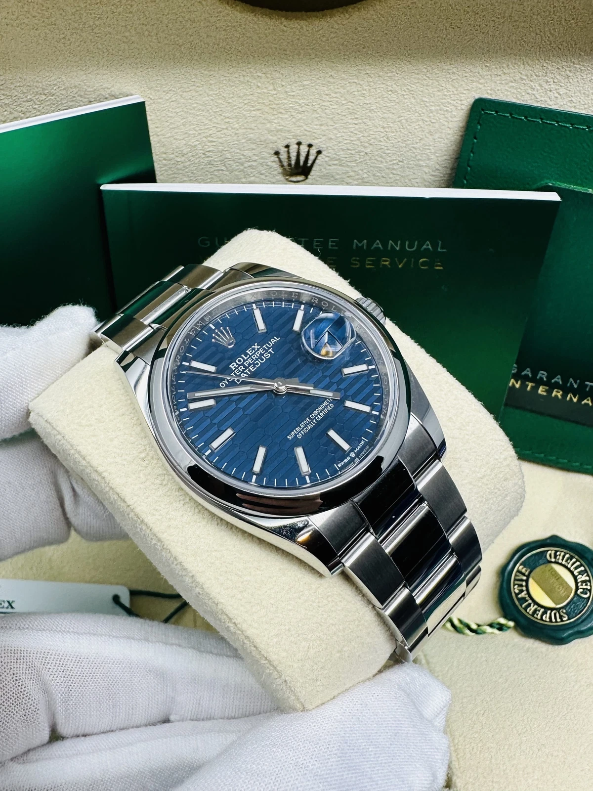 Rolex  Datejust 36mm 126200 Oyster Perpetual Blue Fluted Motif Dial Jubilee Stainless Steel
