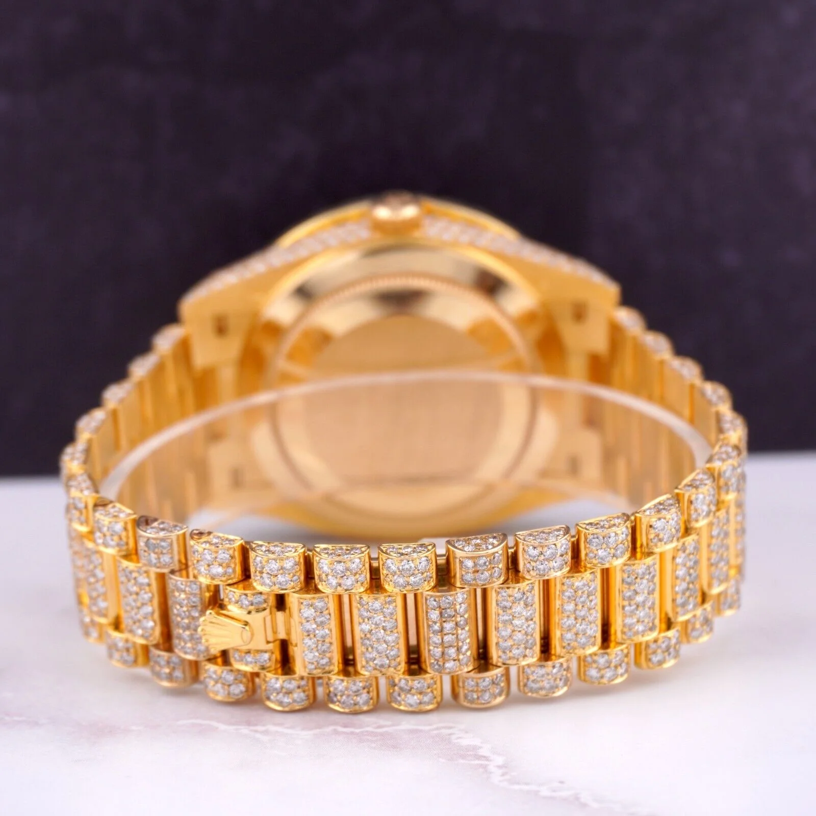 Rolex Day Date 40mm 18k Yellow Gold Iced Out 25ct Genuine Diamonds 228238