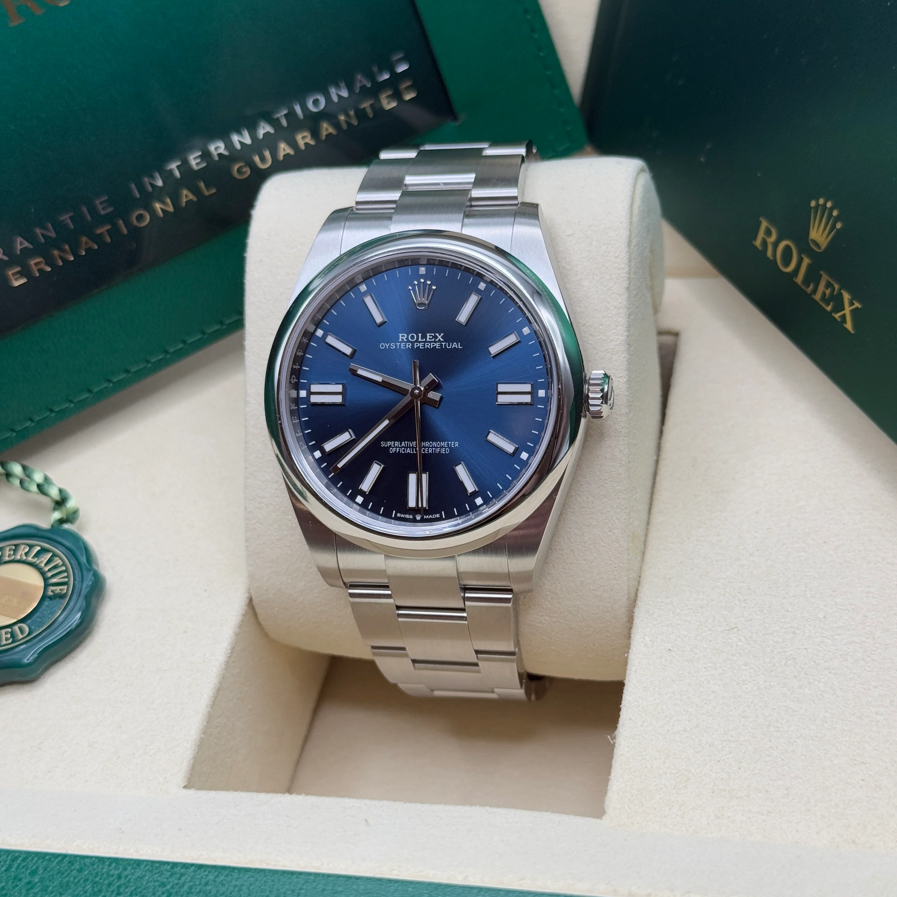 Rolex Oyster Perpetual 41mm 124300-0003 Oyster Perpetual Stainless Steel Blue Index Dial Watch