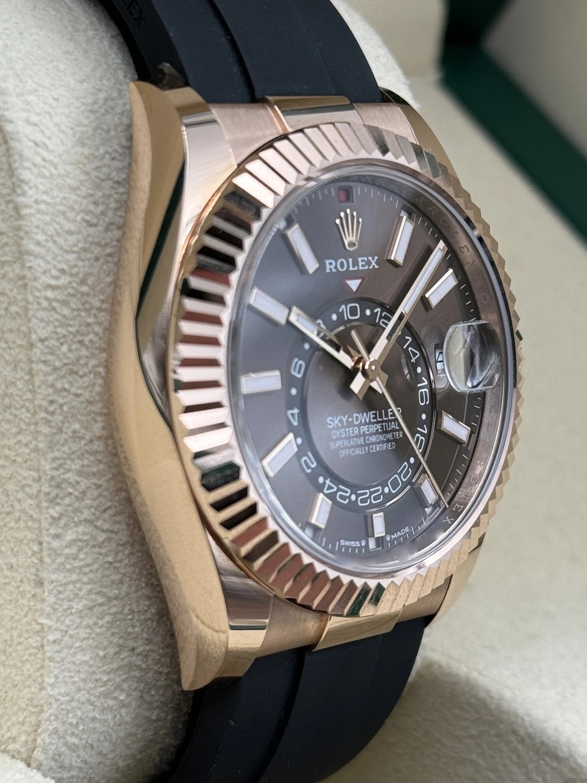 Rolex  Sky-Dweller 42mm Rose Gold Chocolate Dial Oysterflex - 336235