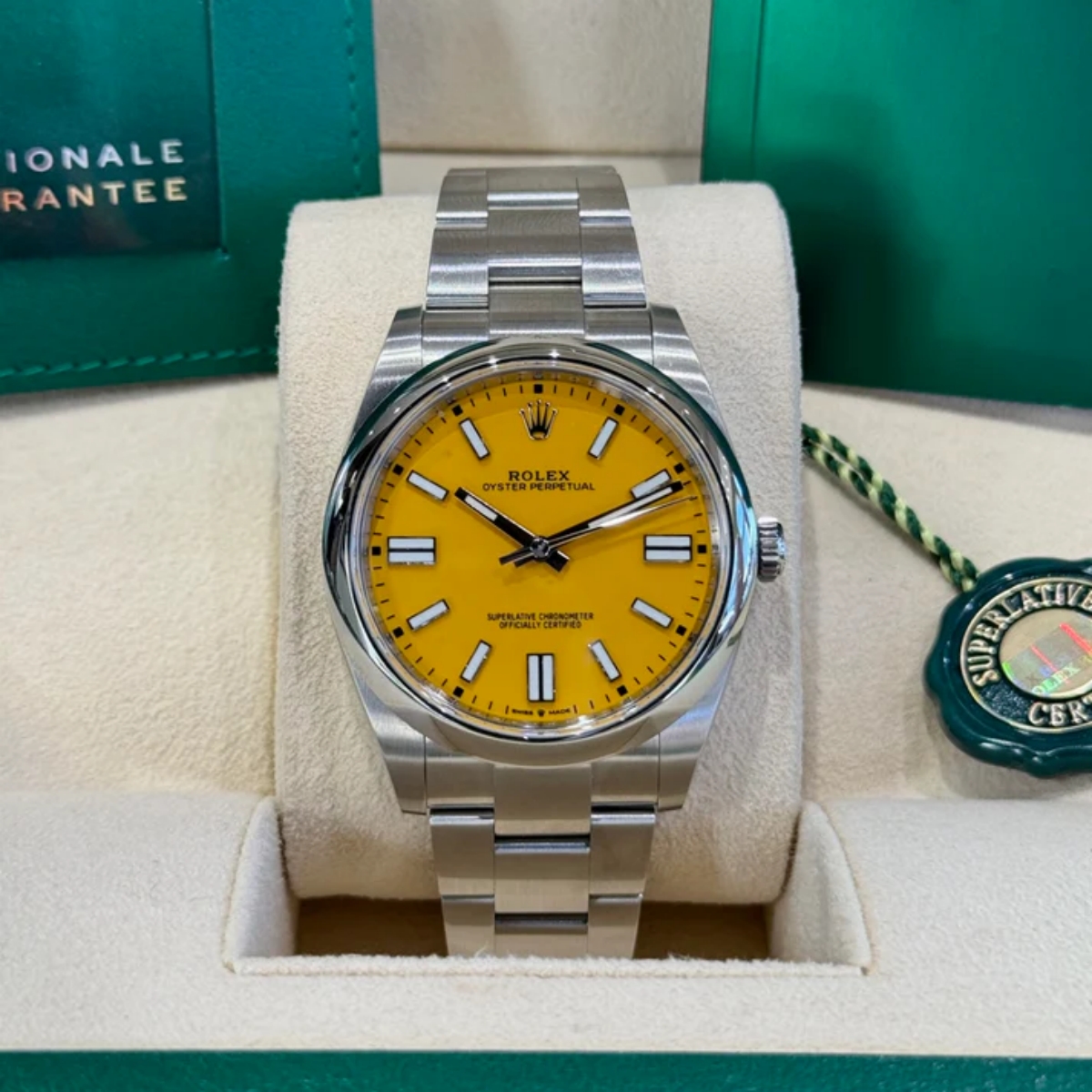 Rolex Oyster Perpetual 36mm 126000-0004 Yellow Dial Stainless Steel Oyster Bracelet