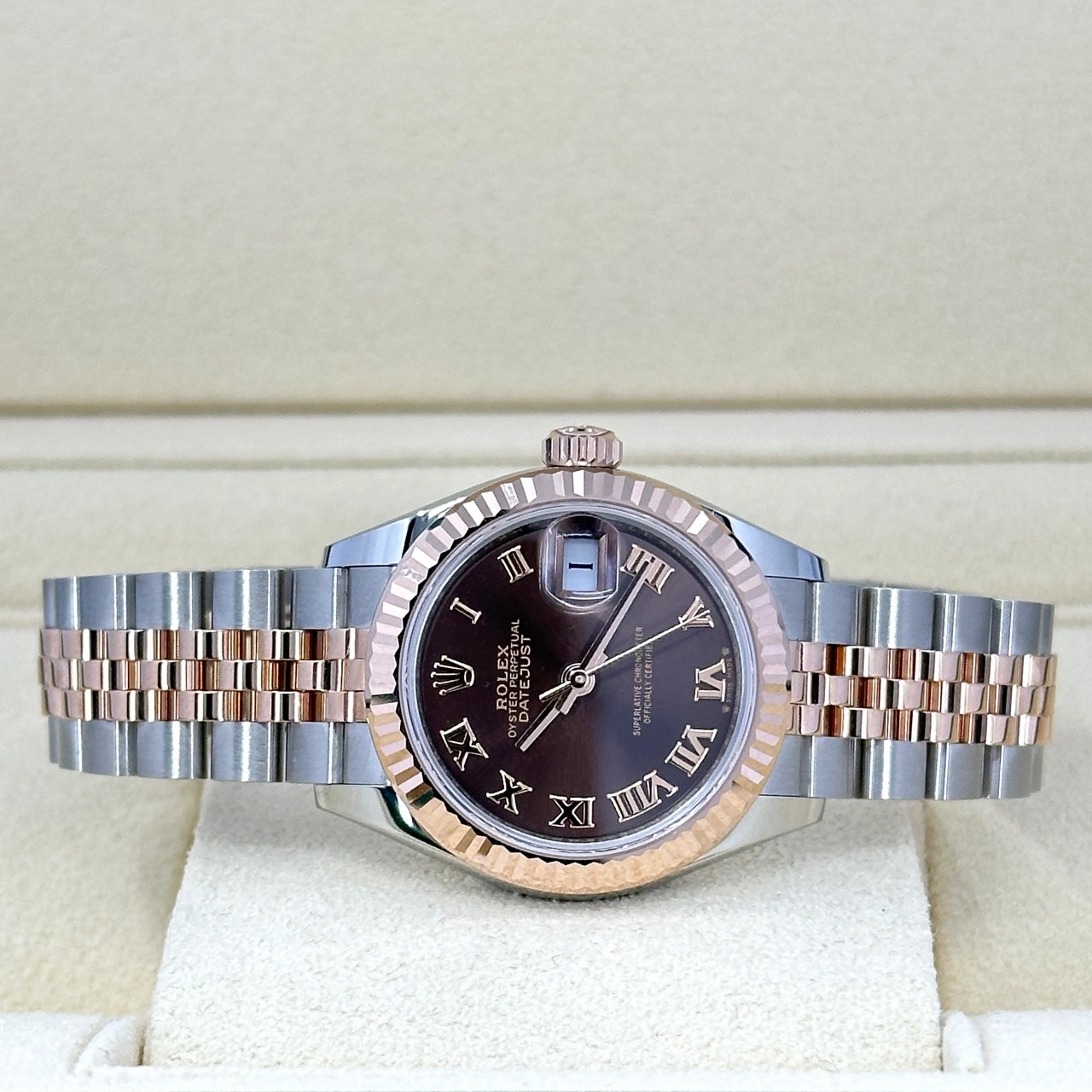 Rolex Lady-Datejust 28mm 279171 Chocolate Roman Oyster Stainless Steel and Rose Gold